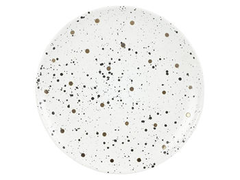 Farfurie de deser ”Bulină”, model punctat, D20,5cm, ceramică, albă 