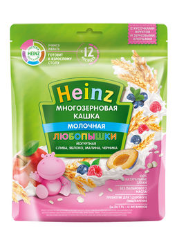 Terci Heinz din cereale cu iaurt cu prune, mere, zmeură și afine (12+ luni), 200 gr. 