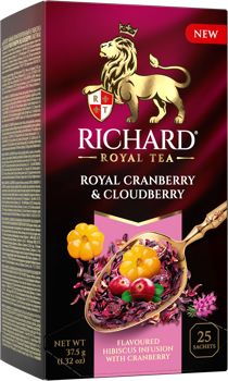 Чайный напиток Richard "Royal Cranberry & Cloudberry" фруктово-травяной ароматизированный 25 сашетов 