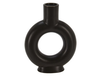 Candelabru din ceramica "Cerc" H16cm, D12cm, negru 