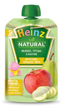 Пюре Heinz яблоко, груша, кабачок с 6 месяцев, 90г 