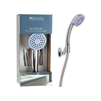 Furtun duș Holland 28005 Set duș cu furtun și suport reglabil, Bathroom Solutions, 180cm, crom, inox
