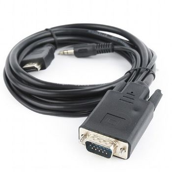 Cable HDMI to  VGA+3.5mm jack  1.8m  Cablexpert  male-male, V1.4, Black, A-HDMI-VGA-03-6 