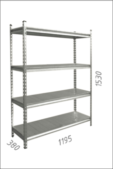 cumpără Raft metalic galvanizat Gama Box 1195Wx380Dx1530H mm, 4 poliţe/MB în Chișinău 