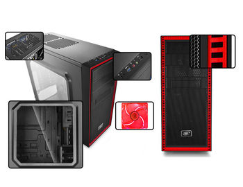 купить Case ATX Deepcool TESSERACT SW-RD, w/o PSU, 2x120mm, Red LED, Side Window, USB3.0, Black в Кишинёве 