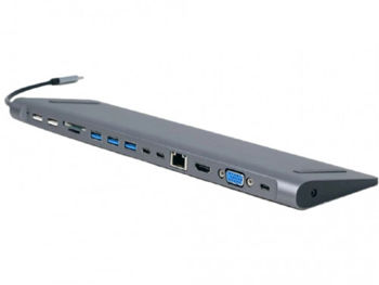 Adapter 9-in-1 Type-C to LAN/VGA/4K HDMI/AUX/USB3.0/SD/Type-C socket, Cablexpert A-CM-COMBO9-01 