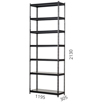 купить Стеллаж металлический 7 полок 1195x305x2130 мм, антрацит в Кишинёве 