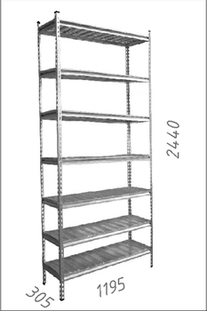 купить Стеллаж оцинкованный металлический  Gama Box  1195Wx305Dx2440 Hмм, 7 полки/МРВ в Кишинёве 