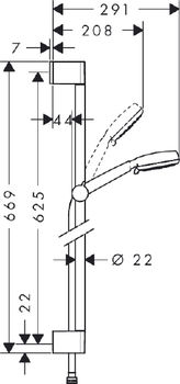 Crometta 100 Set Duș manual Vario cu bară 65 cm 