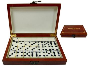 Игра домино в подарочной деревянной коробке 19X12.5X4cm 