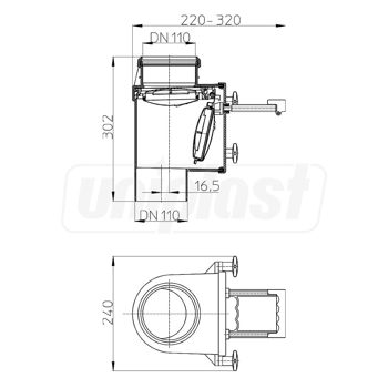 cumpără Clapeta de sens unic D.110 PVC verticala (сlapeta din inox si inchizator manual) HL710.1V  H în Chișinău 