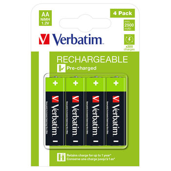 Verbatim AA Rechargeable Battery 2500mAh 4 Pack 49517