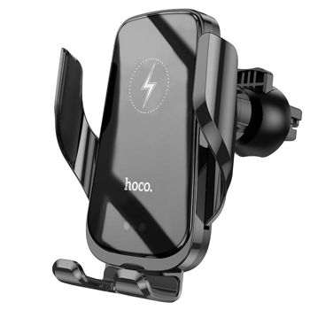 Kit Incarcator Auto Hoco CA202 Enlightener infrared induction wireless charging car holder 15W Black 