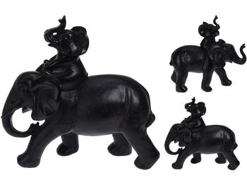 Statuie "Elefant cu elefantel" 15X15cm, ceramica, neagra 