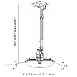 Ceiling/Wall Mount Reflecta, "TAPA" Universal  Silver, 430-650mm, max.load 20kg, 23056 