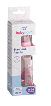купить ”Baby-Nova” Стеклянный флакон, 125 мл, 0-24 мес, медленный поток, 1 шт. (44606) в Кишинёве 