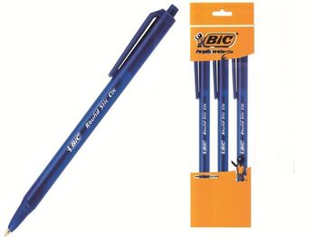 Набор ручек шариковых BIC Round Stic Clic 3шт, синих 