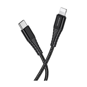 Cablu Borofone BU27 Cool victory PD 20W charging data cable Type-C to Lightning 1m, black 741011