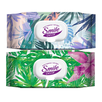купить Влажные полотенца с клапаном Smile Decor Tropic, 60 шт. в Кишинёве 