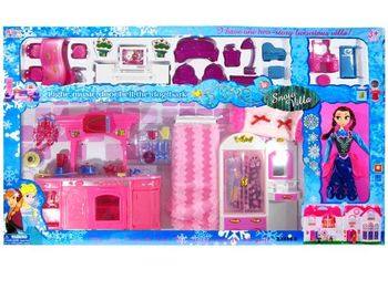 Set "Casa pentru Frozen" cu papusa 88X50X9.5cm roz 