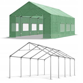 Садовая теплица PRO 6x4x3.15 м, площадь 24 кв.м, армированная пленка, 2 двери, зеленый цвет 