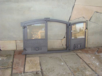 Дверца чугунная со стеклом двустворчатая GREECE 3 