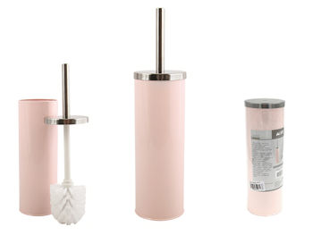 Perie WC cu suport "Cilindru" MSV, roz deschis, din inox 