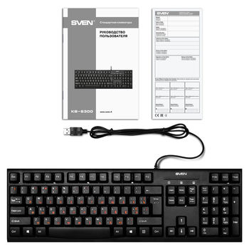 Keyboard SVEN KB-S300, Traditional layout, Quiet, Splash proof, Black, USB 