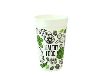 Стакан Phibo Picnic 380ml "Healthy food", белый, пластик 