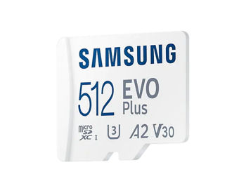 512GB MicroSD (Class 10) UHS-I (U3) +SD adapter, Samsung EVO Plus "MB-MC512KA" (R:130MB/s) 