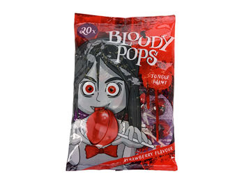 Леденцы красящие язык со вкусом клубники Bloody Pops 200gr 