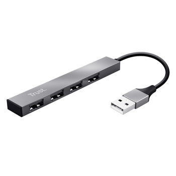 Adaptor multiport Trust HALYX 4-PORT Mini USB HUB, silver TR 23786