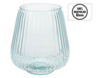 Vaza din sticla "Stripes" H19cm, D16cm, transparenta 