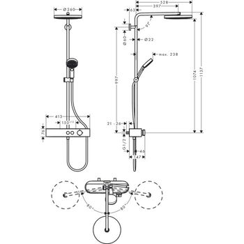 Pulsify  Sistema de duș 260 1jet cu ShowerTablet Select 400 