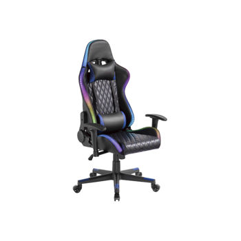 Игровое кресло Lumi Gaming Chair CH06-30 with Headrest & Lumbar Support & RGB Lights, Black, PVC Leather, 2D Armrest, Steel Frame, 350mm Nylon Plastic Base, Nylon Caster, 80mm Class 4 Gas Lift, Weight Capacity 150 Kg XMAS