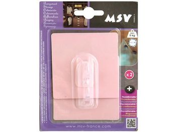 Крючки самоклеющиеся MSV 2шт квадрат 8X8cm, розовые, пластик 