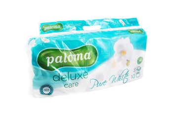 Туалетная бумага Paloma Pure White, 10 рулонов, трехслойная 