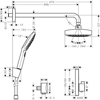 Sistem de duș cu montarea ascunsa hansgrohe Raindance Select E, cu termostat ShowerSelect 