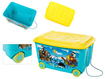 Cutie pentru jucării Plastishka 45l, 58X39X33cm, albastră, cu roti 