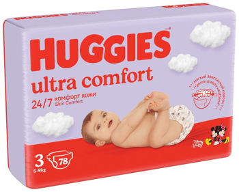 купить Подгузники унисекс Huggies Ultra Comfort Mega 3 (5-9 кг), 78 шт в Кишинёве 