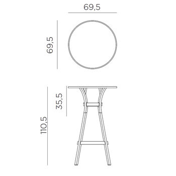 Стол барный Nardi COMBO HIGH 70 TERRA (Set Nardi COMBO 70 TABLE TERRA 40032.44.00 + Nardi KIT COMBO HIGH TERRA 40031.44.000 ) (Стол барный для сада и террасы)