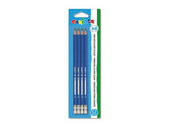 Set creioane simple 4 buc HB Carioca cu radiera 