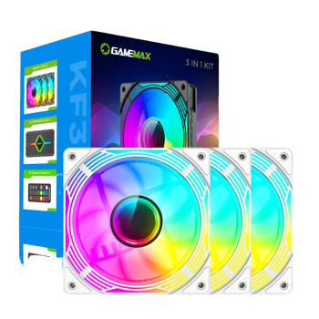 PC Case Fan GAMEMAX FN12A-C8I-W, 120mm, ARGB, 31.21dB, 44.35 CFM, 800-1600RPM, Hydro Bearing, White 