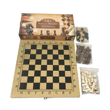 Шахматы + шашки + нарды деревянные 35x35 см 200318717 (8633) 