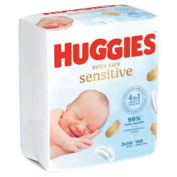 Влажные салфетки Huggies Extra Care Sensitive, 3 x 56 шт 