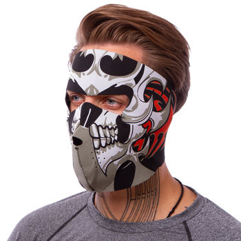 Masca protectie fata /antrenament alergare/ windproof MS Tribal Skull (neopren, black) (3836) 