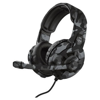 Trust Gaming GXT 411K Radius Multiplatform Headset - Black Camo, 40mm drivers provide a booming audio experience, adjustable microphone, Nylon braided cable (1m) plugs directly into game controllers and an extra adapter cable (1m) for PC