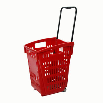 купить Пластиковая корзина на колесах (пластиковая ручка) 405x390x520, красный в Кишинёве 