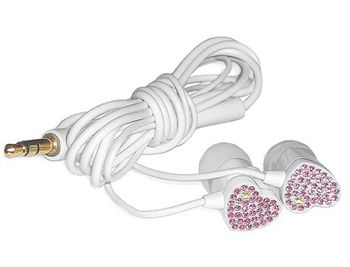 E11000 ELECOM HEART "Gem Drops" Jewel Type Stereo Headphones - (White, Pink topaz), 20 Hz to 20 kHz, 16 Ohm, 100 dB/1 mW (mini casti/мини наушники)
