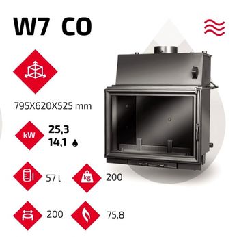 Каминная топка KAWMET W7 CO 25,3 kW с водяным контуром 